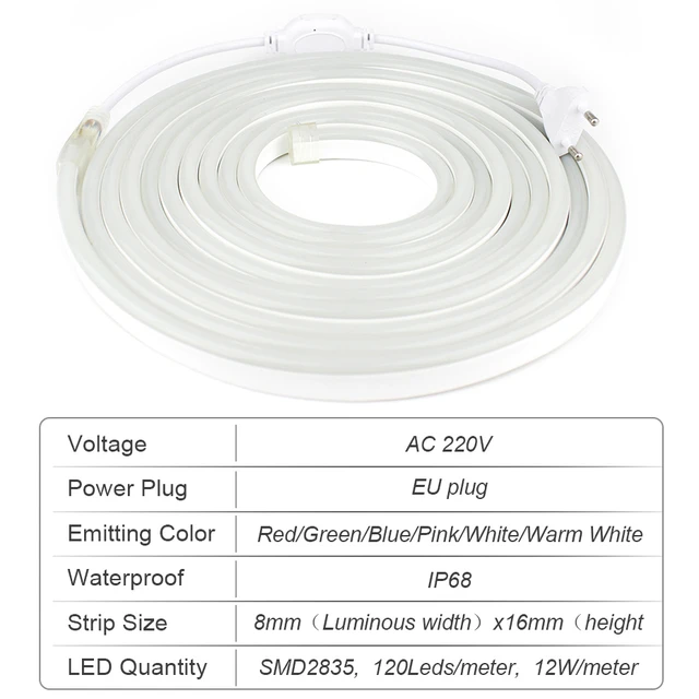 Ruban LED Bande 5m 220V Strip extérieur lumière décorative rgb