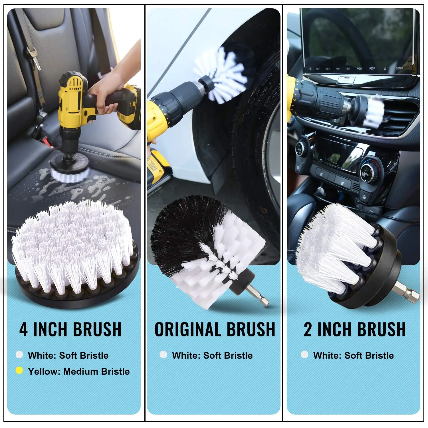 27Pcs Car Detailing Brush Set, Auto Detailing Drill Brush Set, Car  Detailing Brushes, Car Buffing Sponge Pads Kit,Car Accessories,Car Cleaning  Tools Kit for Interior,Exterior,Wheels 