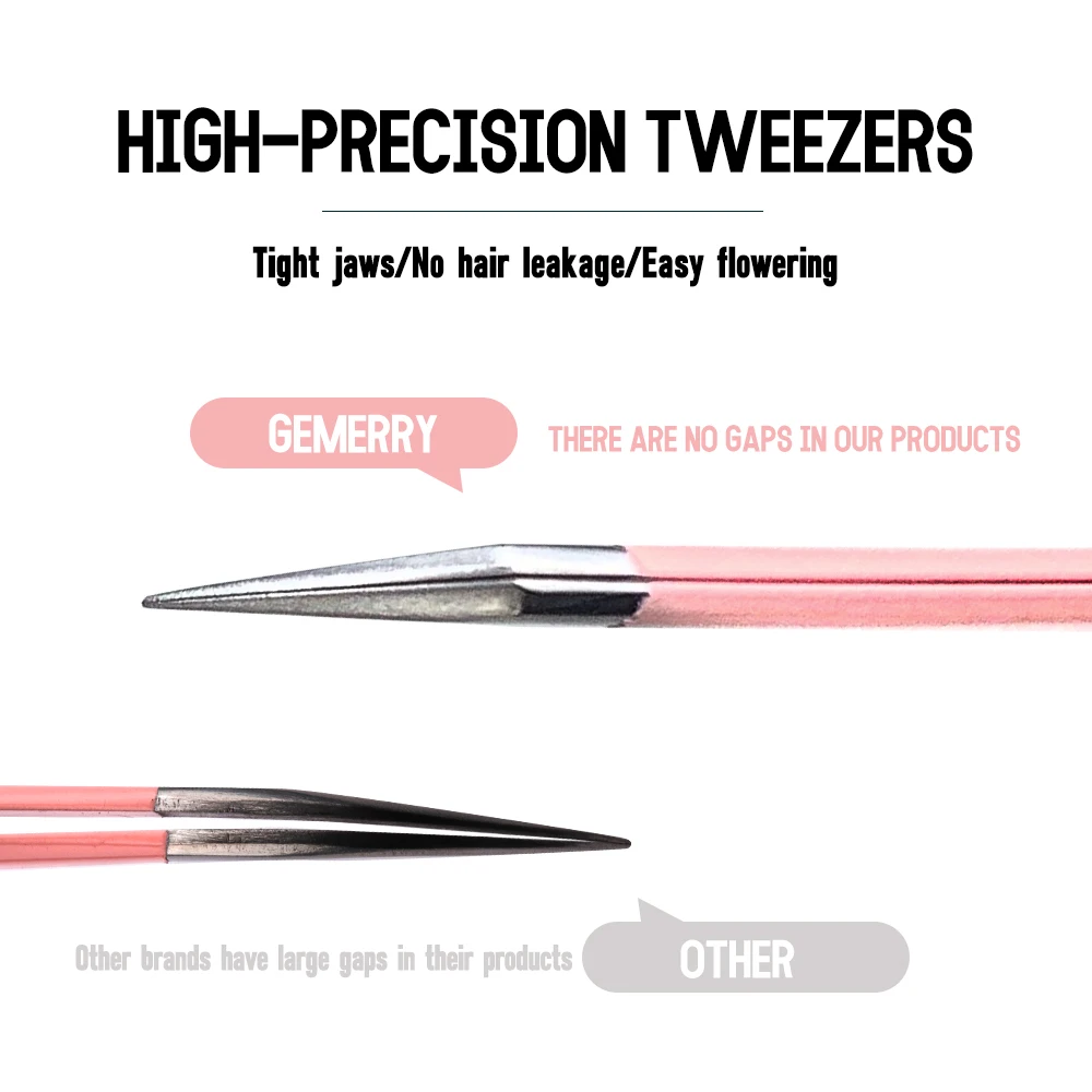 Eyelash Tweezers Pink Strawberry Stainless Steel Superhard Tweezers For Lash Extension High Precision Anti-Static Makeup Tweezer 3