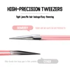 Eyelash Tweezers Pink Strawberry Stainless Steel Superhard Tweezers For Lash Extension High Precision Anti-Static Makeup Tweezer 3