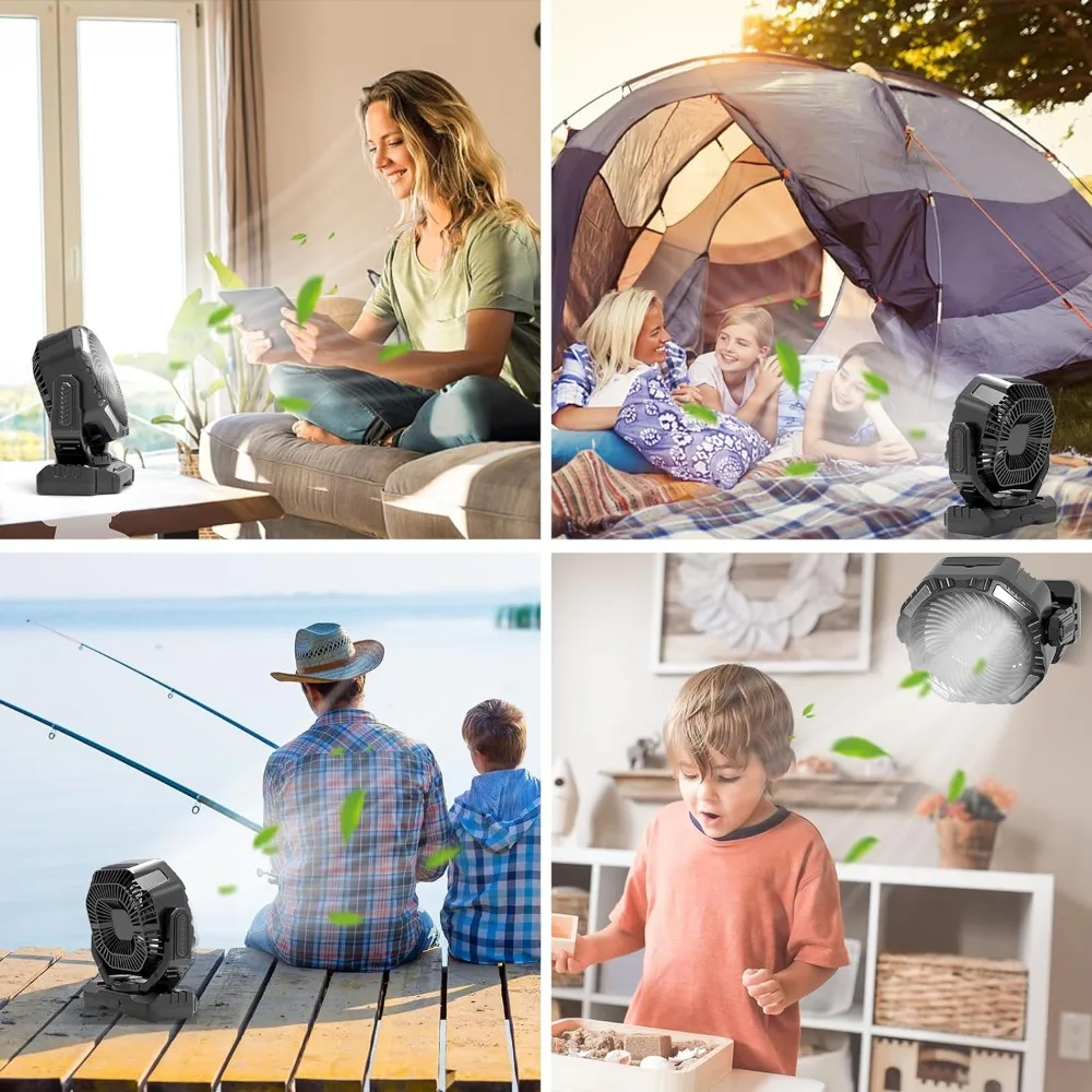 Fan, 40000mAh Rechargeable Battery Operated Fan, Auto-Oscillating Desk Fan with Remote & Hook & Led Light,4 Speeds 4 Timers, Fan 4