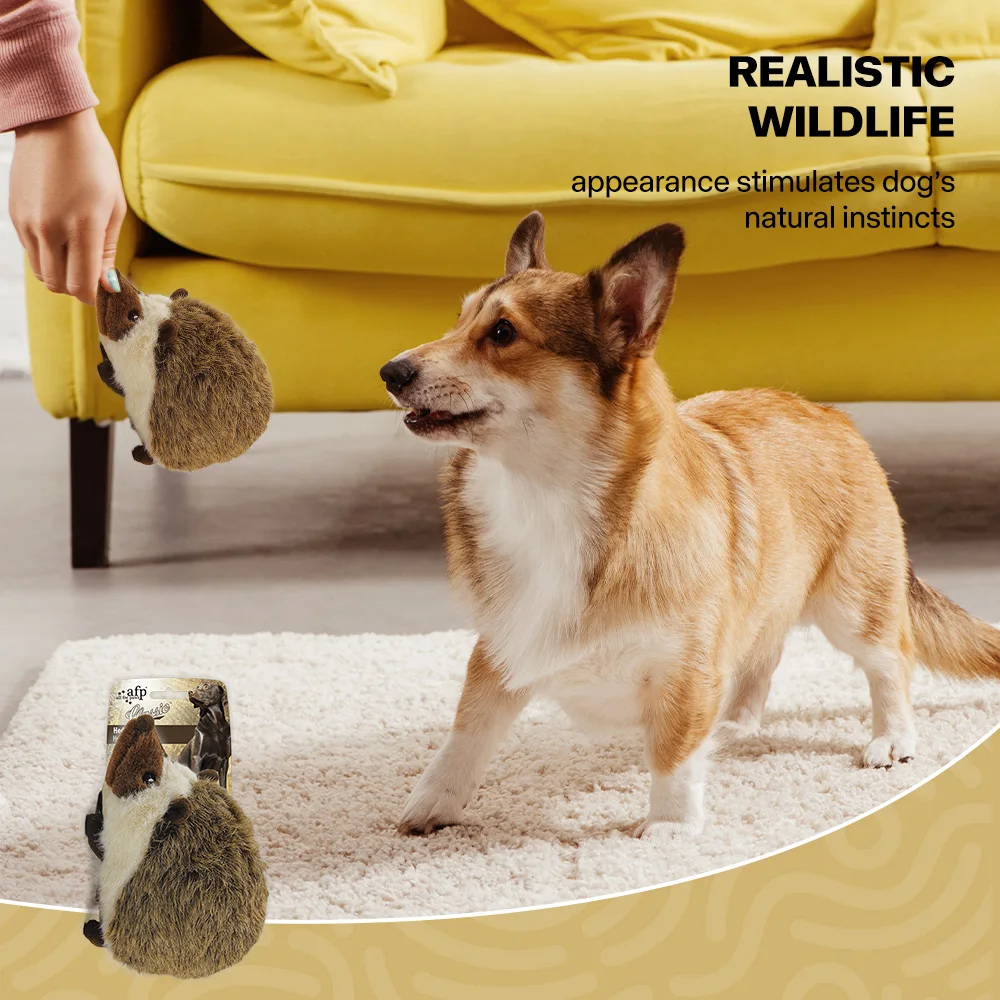 All For Paws Hedgehog Dog Toy Squeaker Faux Fur Animal Dog Toys Realistic Wildlife Appearance Stimulates Dog Accessories 3