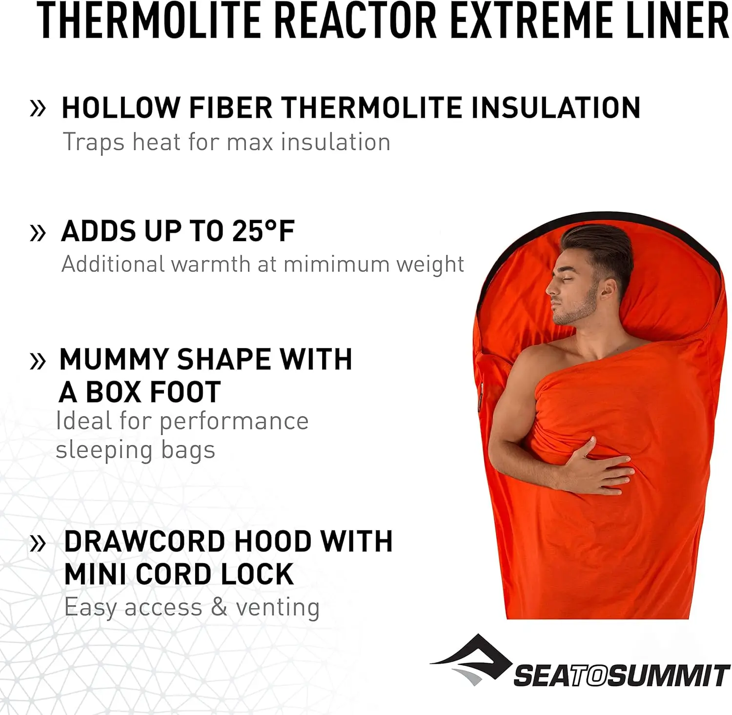 Summit Thermolite Reactor Extreme Sleeping Bag Liner-Red, 90 x 210 Centimeter
