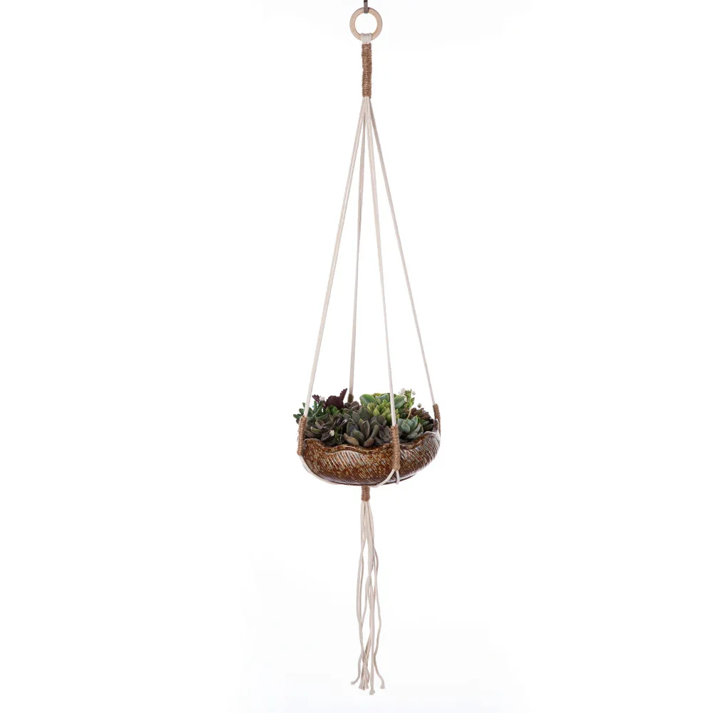 Macrame Plant Hanger Indoor Hanging Planter Basket Woven Cotton Rope Flower Pot Crochet Plant Holder Stand for Boho Home Decor