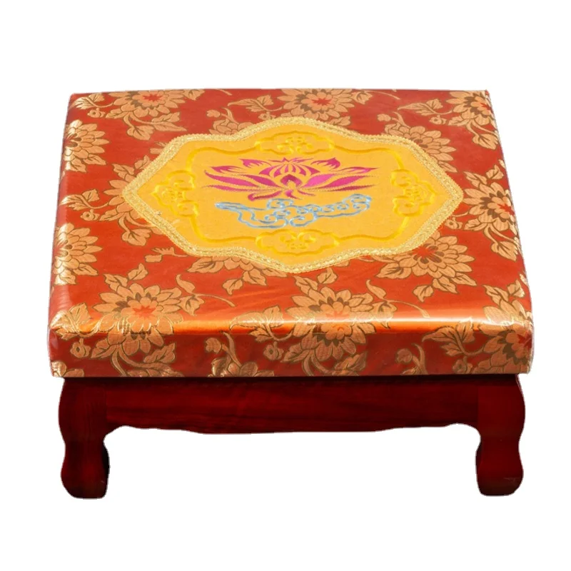 

CX Buddha Front Pray Cushion Hassock Household Square Lotus Solid Wood Worship Chair