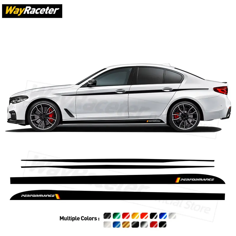 M Performance-자동차 도어 사이드 스트라이프 스커트 스티커, 상단 줄무늬 허리 라인 바디 키트 데칼 BMW G30 G31 5 시리즈 액세서리