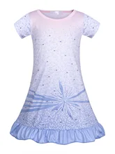 

Summer Anime Snow Queen Cosplay Costume Girl Short Sleeved Home Nightdress Casual Dress Breathable Soft Snowflake Print Perspire