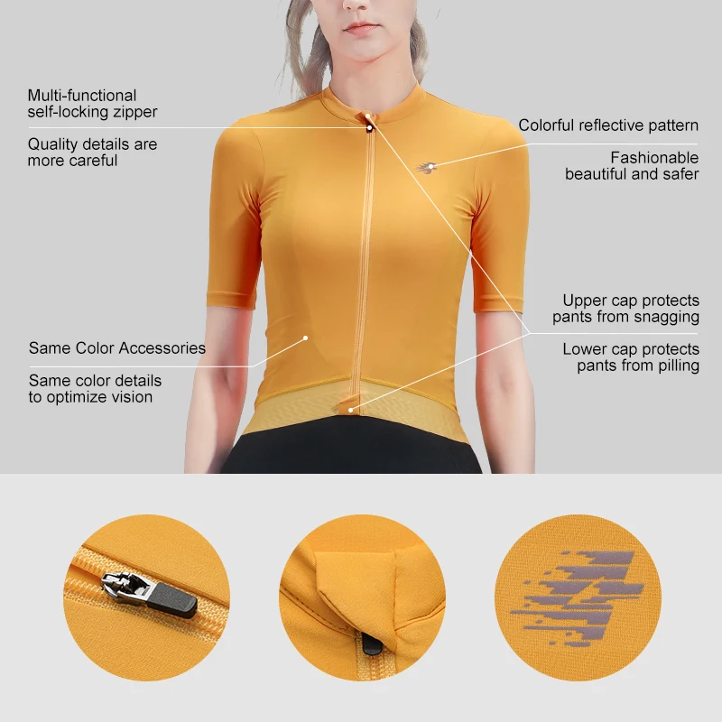 LAMEDA Summer Women's Cycling Short Sleeve Breathable Bicycle Top Sweatshirt UV-proof High-resilience Road Mountain Bike Clothes 2