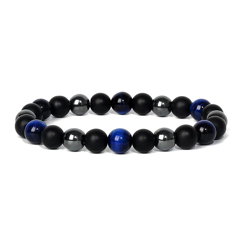 Natural Triple Protection Health Bracelets Women Black Obsidian Hematite Tiger Eye Beads Bracelets Men for Magnetic Soul Jewelry