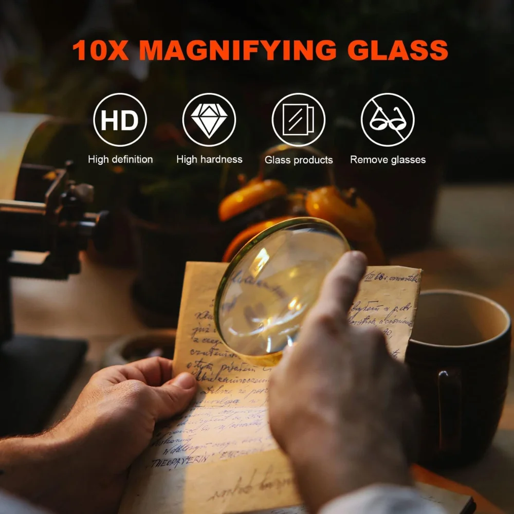 Magnifying Glass 10X Handheld 60/70mm for Home Learning Reading Fault Finding 10X