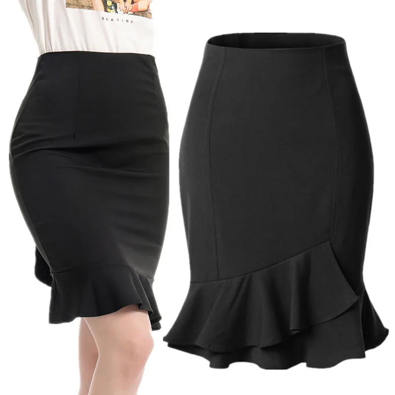 

2024 Women Pencil Skirts Fashion Vintage Mermaid Skirt High Waist Solid Package Hip Slim Tight Skirt Fishtail Skirt Office Lady