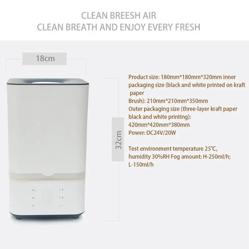 Lager Capacity High Life Touch Panel 5L Cool Mist Ultrasonic Humidifier for Home Office Diffuser Essential Oil Humidifying Spray 6