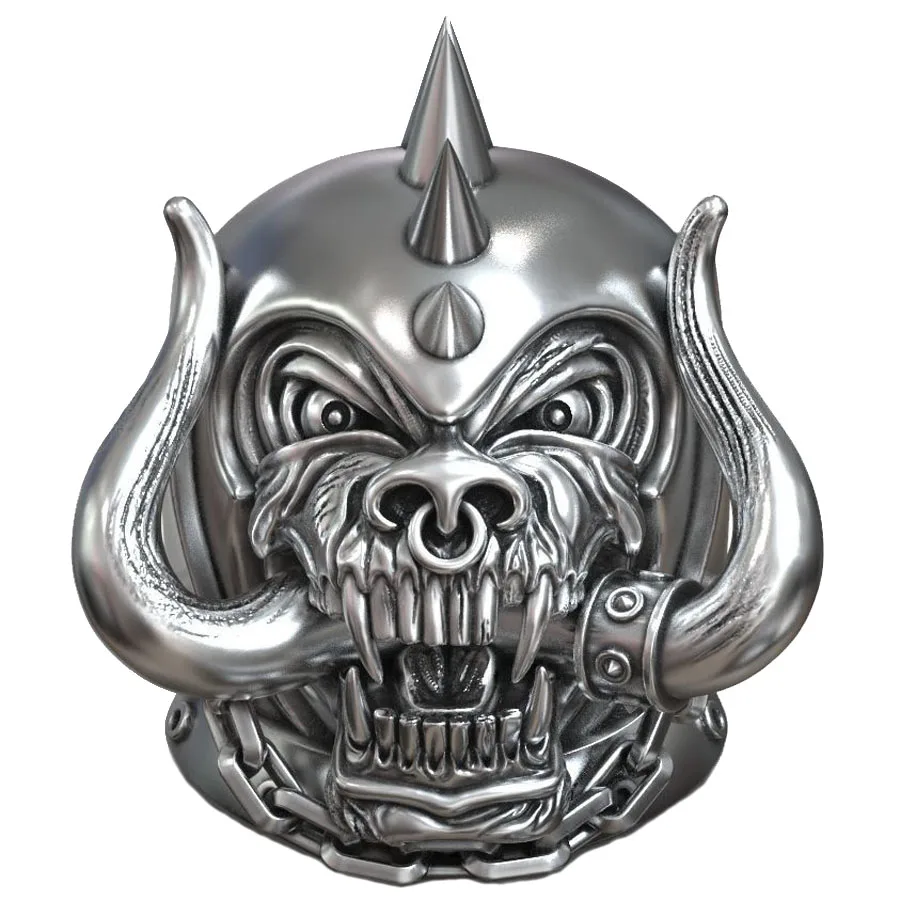 

37g 3D Hell Warcraft Warrior Skull Metal Biker Mens Rings 925 Solid Sterling Silver Vintage Black Gold Ring
