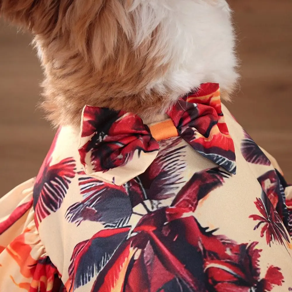 Creative Hawaiian Style Pet Beach Shawl Skirt Cool Sun Protection Dog Vacation Skirt Breathable Cat Cape Dress Pet Clothes