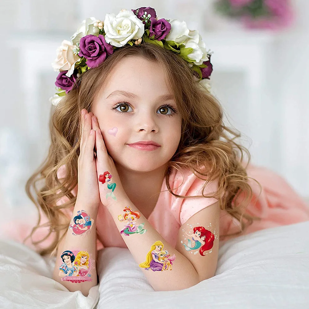 Disney Princess Tattoo Stickers sirena biancaneve Aurora Princess