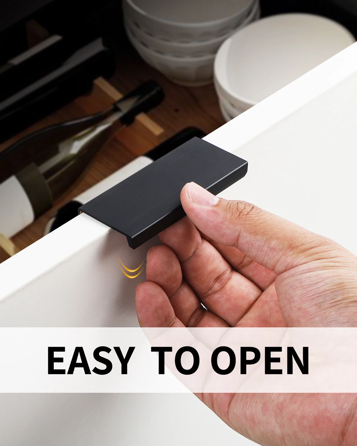 Drawer Self Adhesive Knob Silvery Stick on Handles Concealed Cabinet Handles Drawer Edge pulls Kitchen Fingerpulls