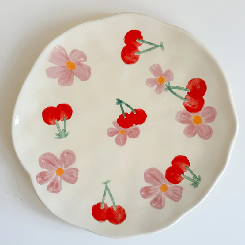 Coffee Cup Saucer Set Korean Style Flower pattern Ceramic Cup and Saucer Set Hand Pinched Irregular Coffee Cup Milk Afternoon Tea Tableware Gifts