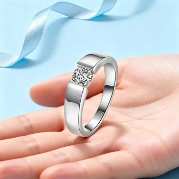 Anelli in Argento Sterling 925 con Charm per Donne e Uomini, Splendidi Cristalli Brillanti, Gioielli alla Moda per Matrimoni, Regali di Natale