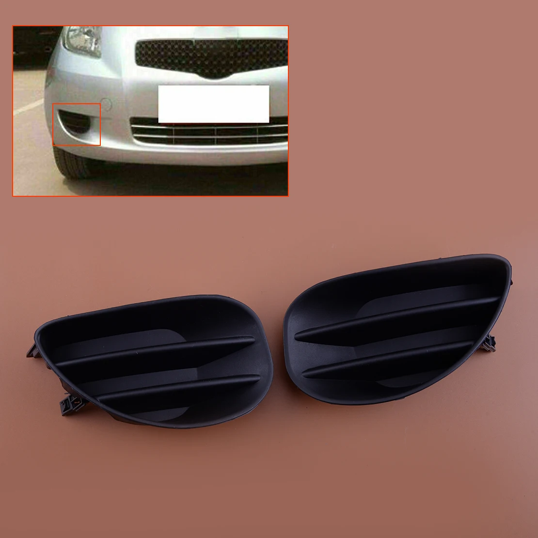 

Черная Пластиковая передняя левая и правая нижняя противотуманная фара для автомобиля, отделка без отверстия, подходит для хэтчбека Toyota Yaris 2007 2008