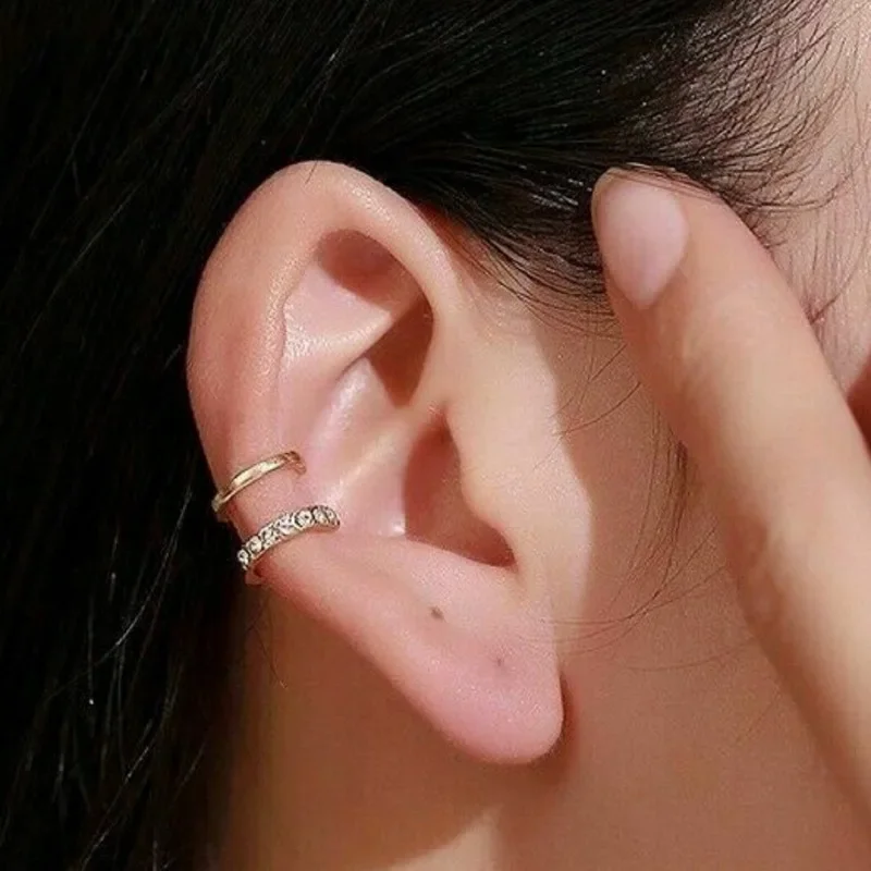 Rhinestone Decor Ear Cuff Earring for Woman Ear 2025 Summer Christmas Jewelry Gift ear clip earrings clip earrings ear clip ear accessories