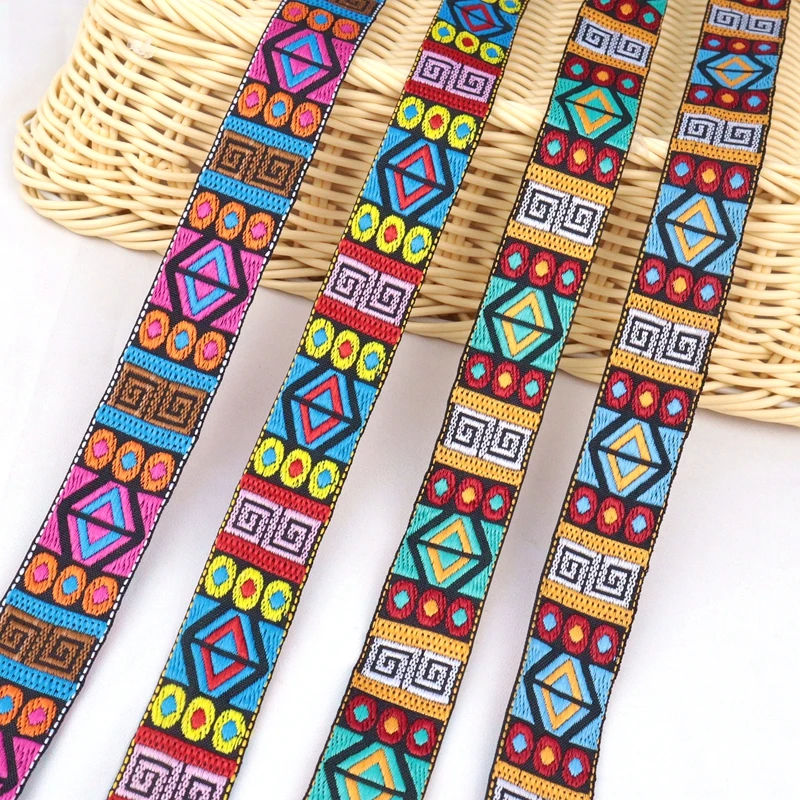 Handmade Embroidery Lace Woven Jacquard Ribbon Trims Retro Fashion Design For Clothing Straps Accessory 3 Yards 26 mm 1 Inch embroidery ribbon sequins lace ribbon