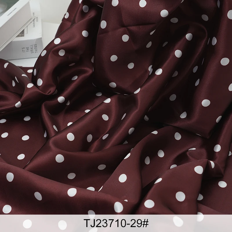 Colorful Polka Dots Silky Satin Fabric - Soft, Elegant Material for DIY Dresses, Linings, and Clothing Sewing Projects