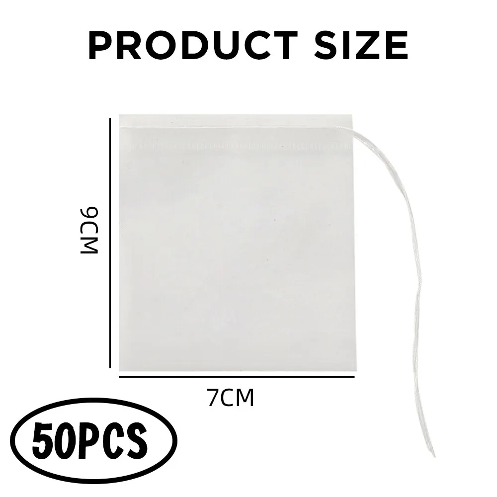 Disposable Tea Filter Bags 50 Pcs Loose Tea Herb Spice Empty Mesh Small Drawstring Seal Infuser Strainer Bags