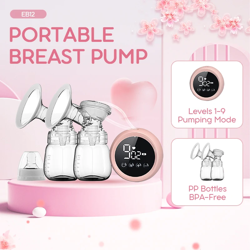 Dr.isla USB Electric Breast Pump Double Electric Breast Pumps Powerful Nipple Suction with Baby Milk Bottle Cold Heat Pad Nipple electric breast pump