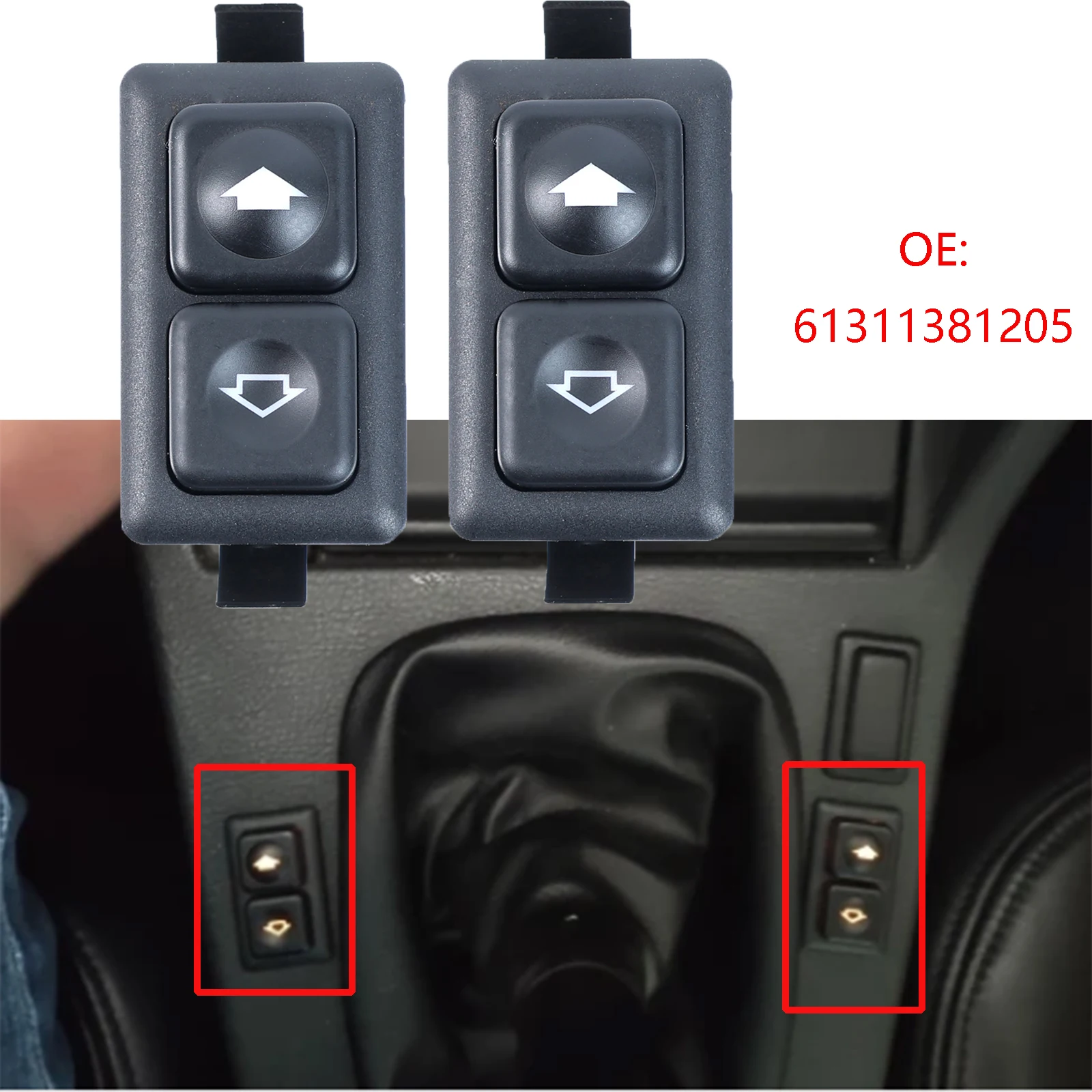 2 Stücke 5Pin Beleuchtete Fensterheberschalter Taste Schwarz Für BMW E23 E24 E28 E30 L6 M5 316 316i 318i 318is 320i 323i 61311381205 – Detail 3