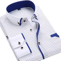 Chemise boutonnée florale pour hommes, marque de haute qualité, chemises à manches longues, décontractées, Slim Fit, vêtements noirs, chemises habillées, 2024 2