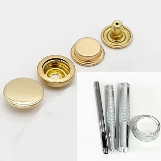 10 Sets Metal Buttons Leather Snap Fasteners 12mm 503 15mm 501 Round Color Button No Sewing for Clothes 6