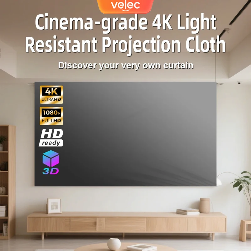 Tela de projetor Velec 80/120 polegadas portátil anti-luz 4K suporte ...