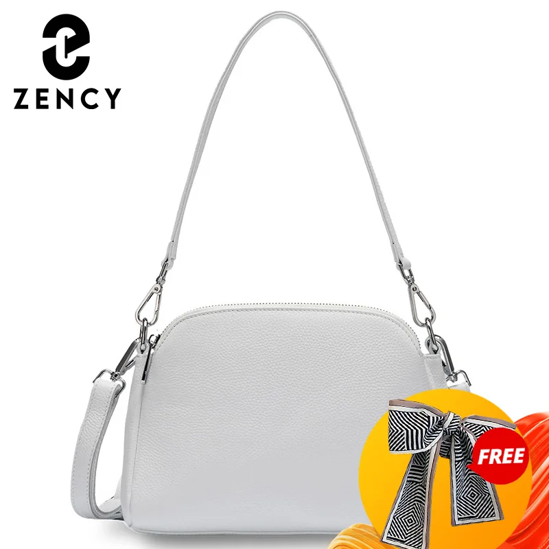 Zency White Bag For Women 100% Genuine Leather Fashion Ladies Handbag Shoulder Bag Crossbody Purse Large Cartera Mujeres 2025 1