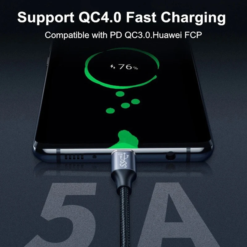Braid U-Shape High-Speed USB-C Data & Charging Cable with 4K Audio/Video