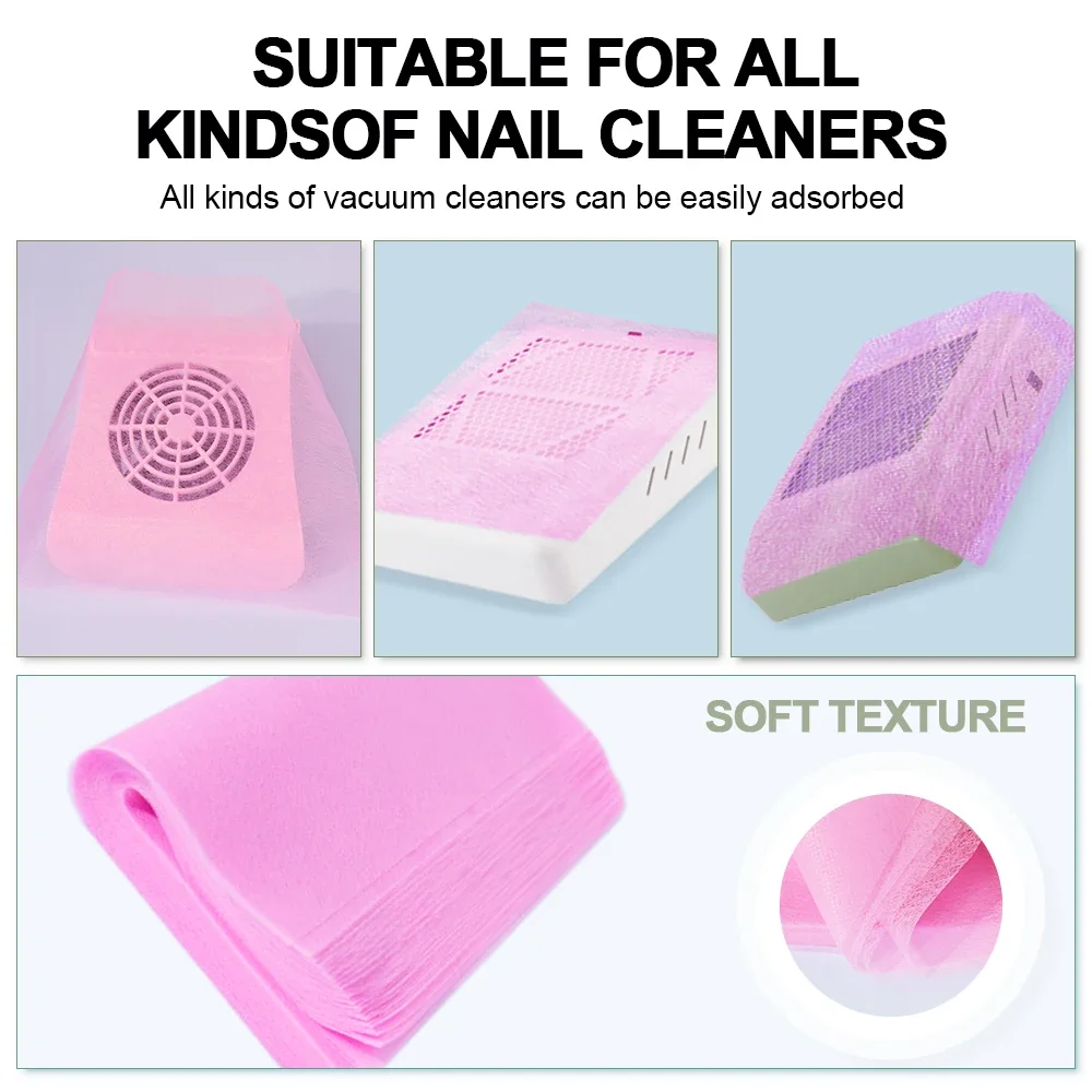 100Pcs/Bag Nail Art Vacuum Dust Collector Non-Woven Filter Cotton Paper Manicure Dust Filter Paper for Nails Vacuum Cleaner