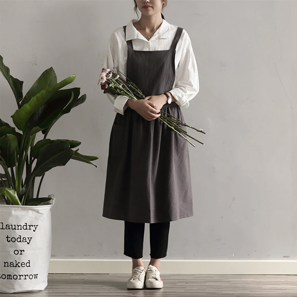 Cotton Linen Dress Apron Summer Breathable Pure Cotton Florist Studio
