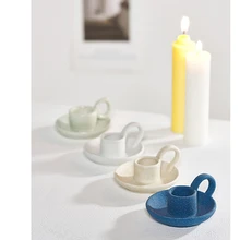 Ceramic Nordic Candle Holder Candle Simple Geometric Cup-shaped Home Decoration Candle Holder Home Household Ceramic Ornaments