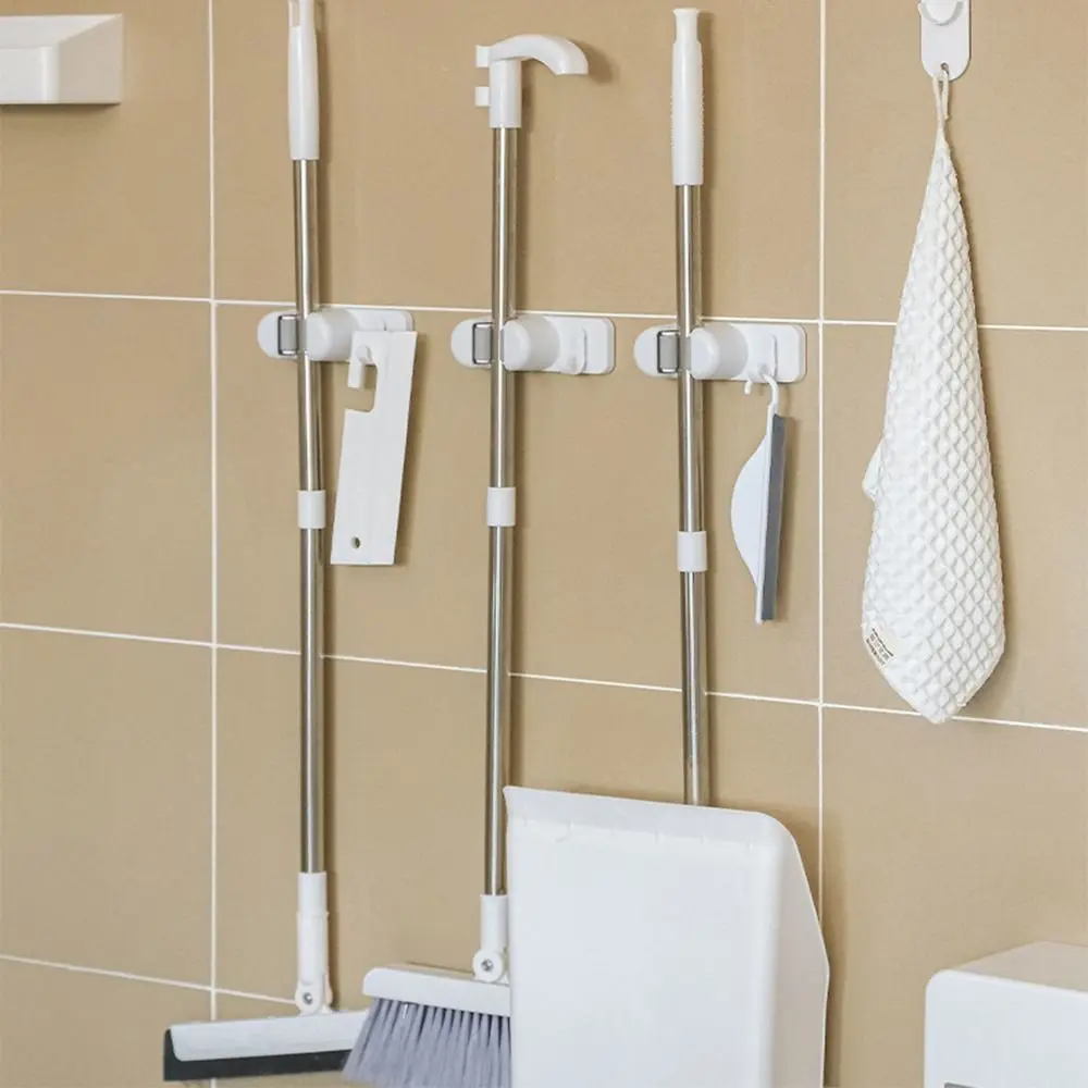 

2 шт., настенный пластиковый держатель для метлы с крючками