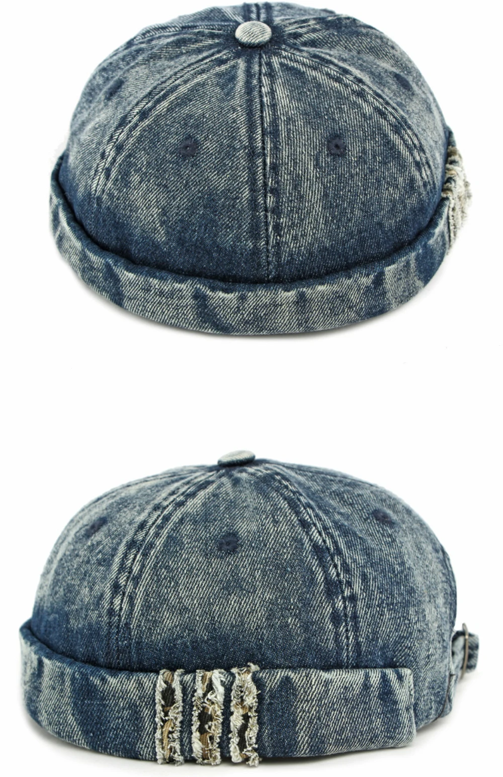 HT5048 Neue Frühling-Herbst-Mützen für Männer und Frauen 100% Baumwolle Denim-Hut Unisex Verstellbare Skullcap Beanie-Mütze Hip-Hop-Kappe – Detail 13