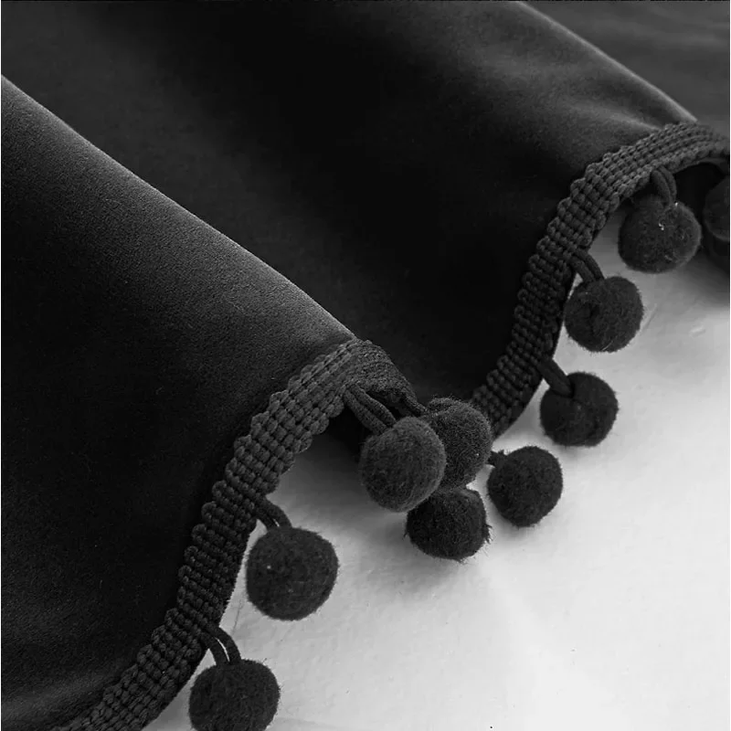 Premium Wool Ball Edge Blackout Curtains Curtains for Living Dining Room Bedroom French Minimalist Velvet Curtain 1PC 3