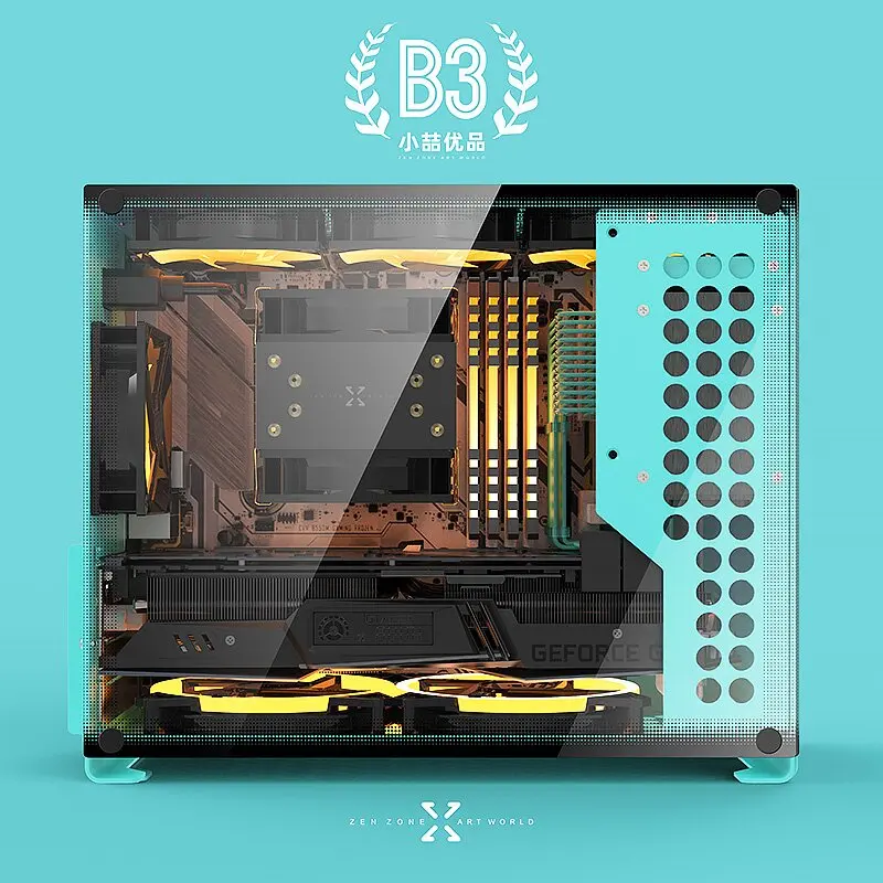 ZZAW Braveman B3 MATX Case for PC Aluminum Alloy Chassis SFX Power with Micro Desktop Mini ITX DIY for Gaming and Home Use