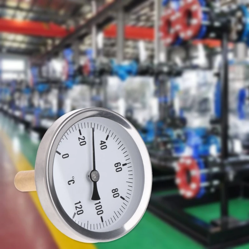 

Round Dial Horizontal Thermometer 63mm Aluminum Temperature Gauge Meter Suitable for Liquid Water Measure 0-120°C