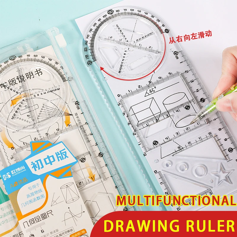 Multifunktion ale geometrische Funktion Lineal Set Mathematik Zeichnung Vorlage Messwerk zeug für Schüler Schule Büromaterial
