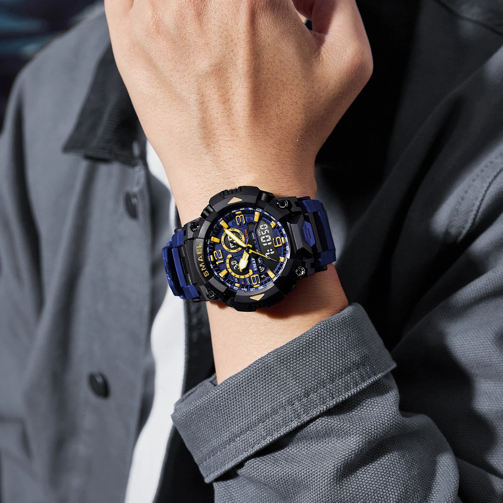 Smael Military Sports Watch For Men Waterproof Luxury Quartz Digital Man Watches Dual Display Wristwatch Alarm Clock Night Light, Alina Gadgets