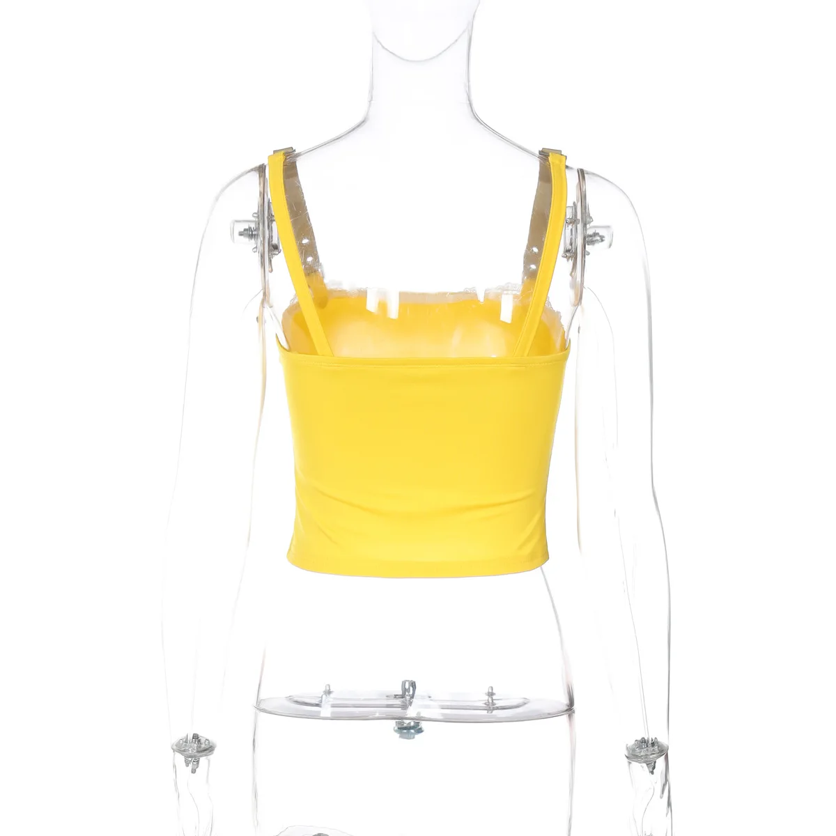 Summer Lace Patchwork Tank Top For Women Backless Slim Square Collar Cropped Sexy Y2k Vest Female Contrast Streetwear 2025