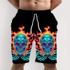 Men's Skull 3D Pattern Comfy Shorts Oversized Casual Elastic Waist Drawstring Shorts for Summer Beach And Basketball Sport Short 5