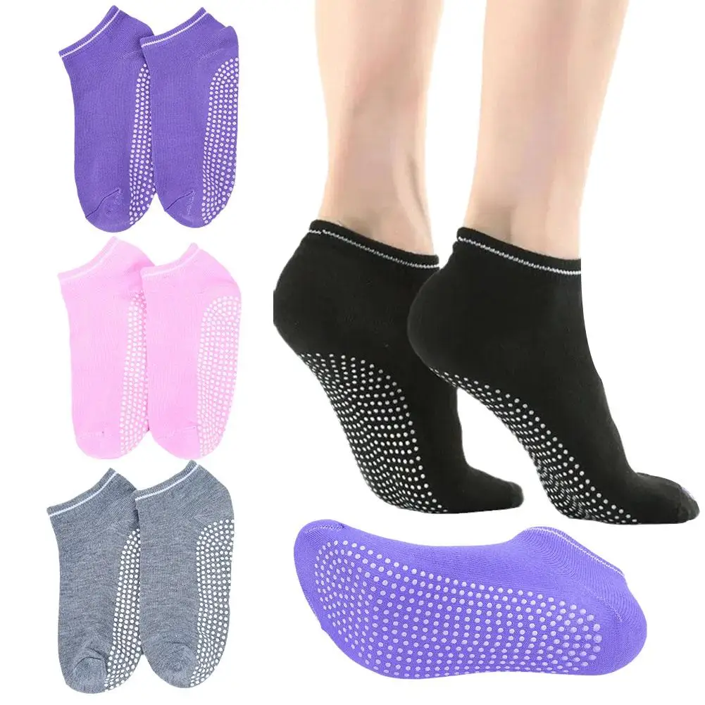 

4 Pairs Anti-Slip Yoga Socks Pilates Socks Breathable Cotton Ballet Dance Sports Socks for Yoga, Pilates, Barre, Home, Hosp L4D8