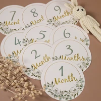 Newborn Photography Paper Leaf Milestone Spanish France English Shooting Props Baby 0 to 12 Months Accessories Baby Gifts Card 1