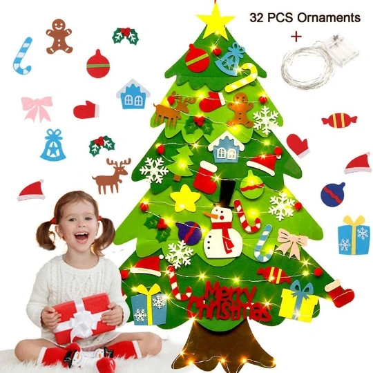 Kids DIY Felt Christmas Tree Merry Christmas Decorations For Home