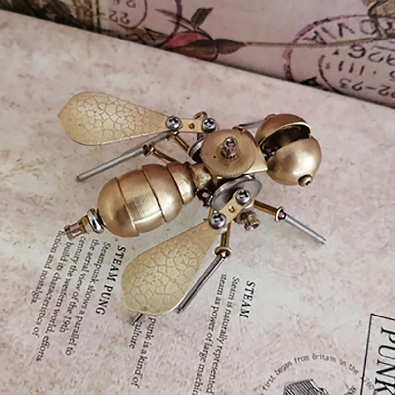 Punk Mechanical Insect Handmade Crafts, Creative Ornaments, Golden Bee, All Metal